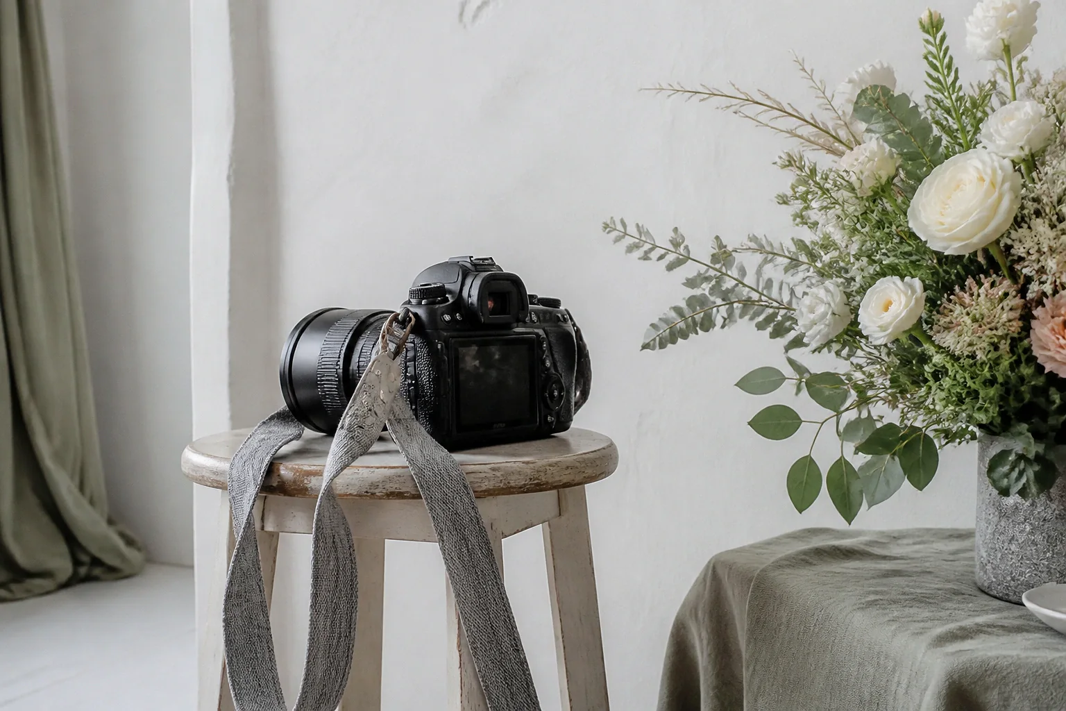 Appareil photo et accessoires de reportage de mariage — illustration générée par IA