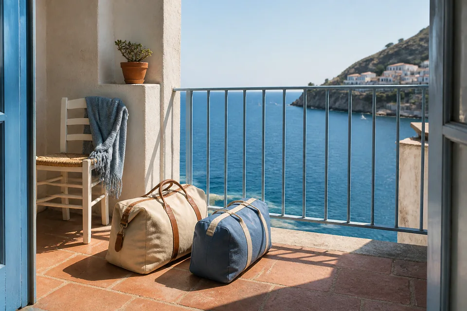Bagages et hébergement pour un voyage de noces — illustration générée par IA