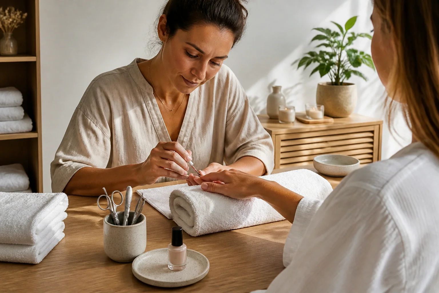 Préparation de soins esthétiques avant un mariage — illustration générée par IA