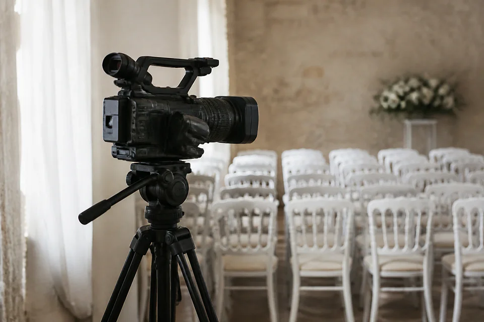 Matériel de tournage pour un film de mariage — illustration générée par IA