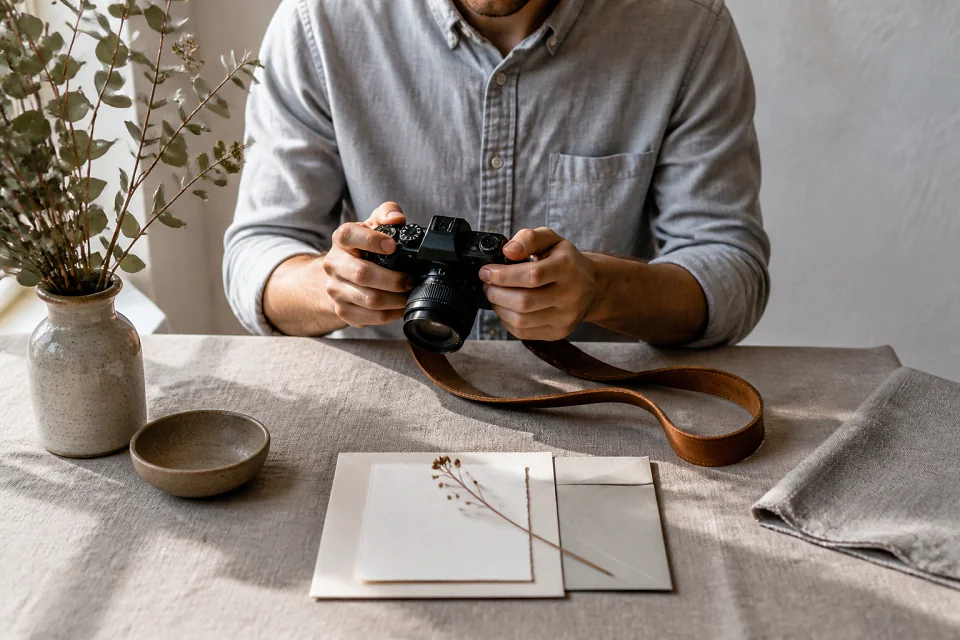 Appareil photo et accessoires de reportage de mariage — illustration générée par IA