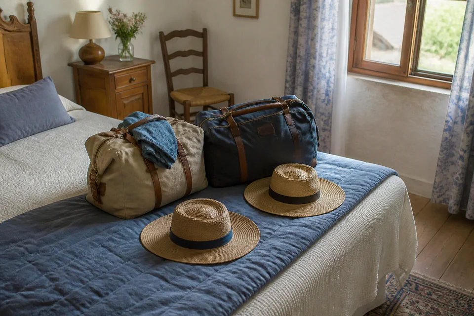 Bagages et hébergement pour un voyage de noces — illustration générée par IA