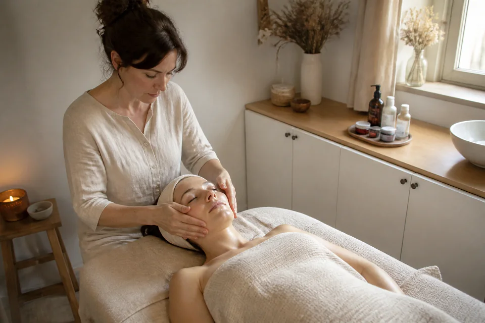 Préparation de soins esthétiques avant un mariage — illustration générée par IA