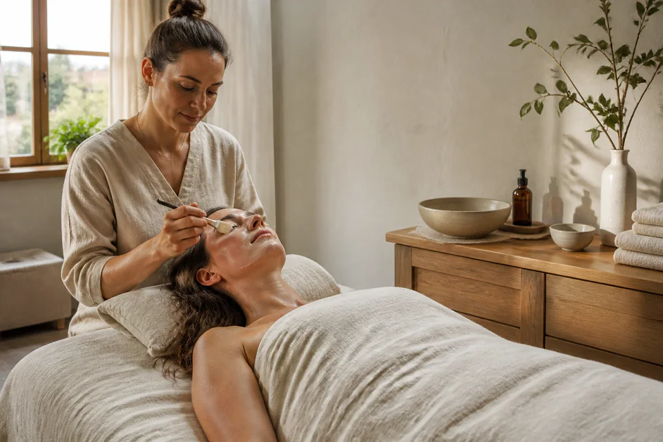 Préparation de soins esthétiques avant un mariage — illustration générée par IA