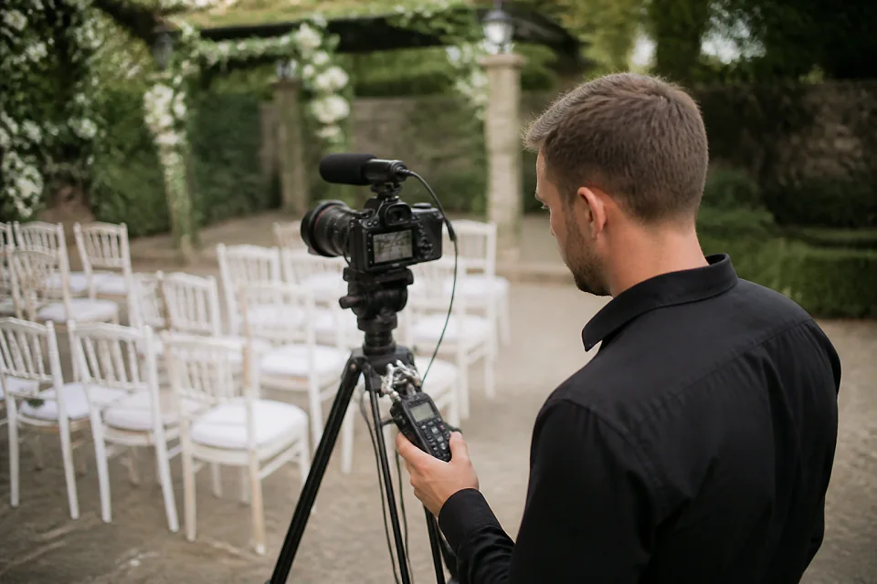 Matériel de tournage pour un film de mariage — illustration générée par IA