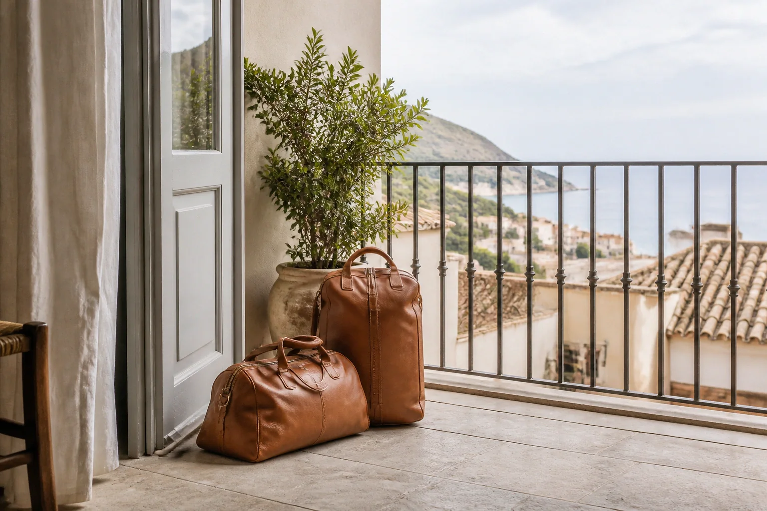 Bagages et hébergement pour un voyage de noces — illustration générée par IA