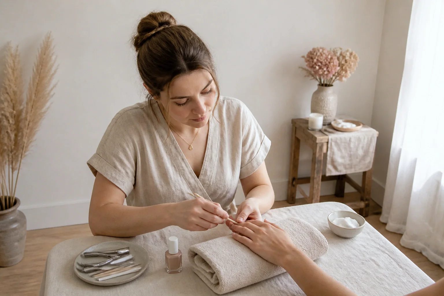 Préparation de soins esthétiques avant un mariage — illustration générée par IA