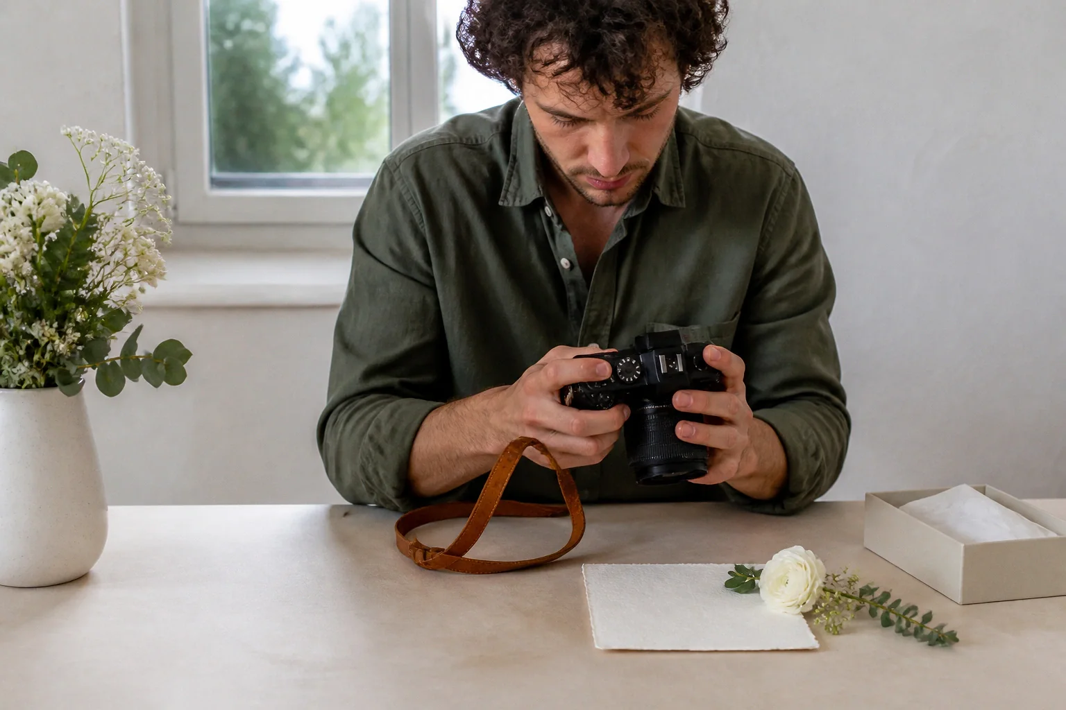 Appareil photo et accessoires de reportage de mariage — illustration générée par IA