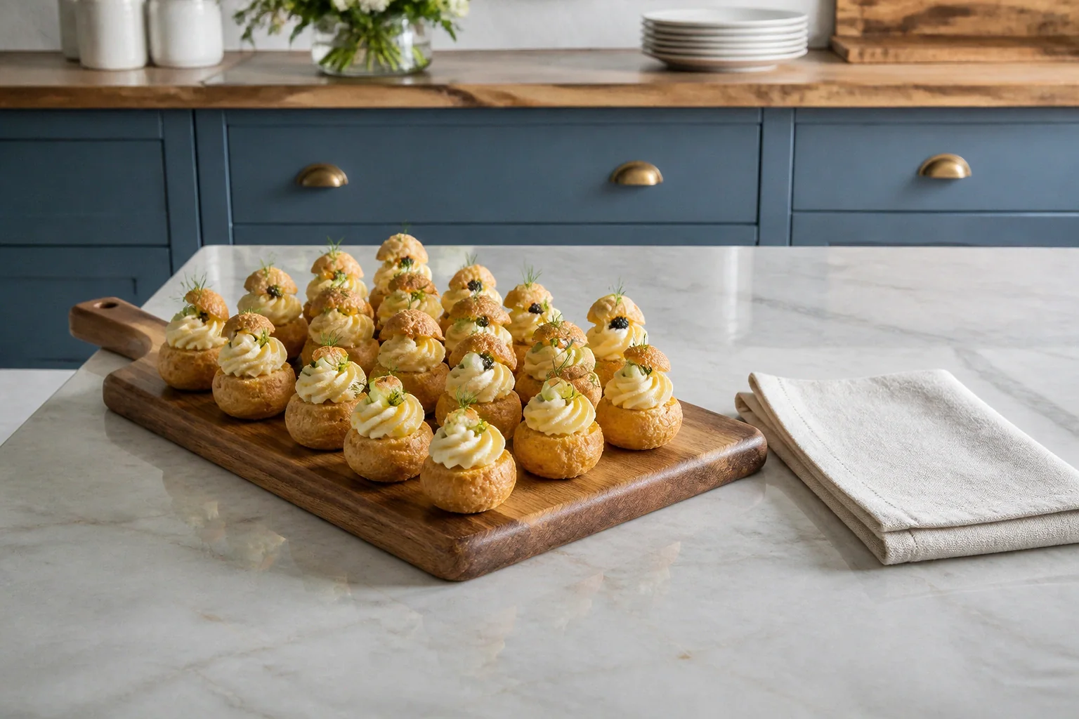 Préparations salées pour un cocktail de mariage — illustration générée par IA