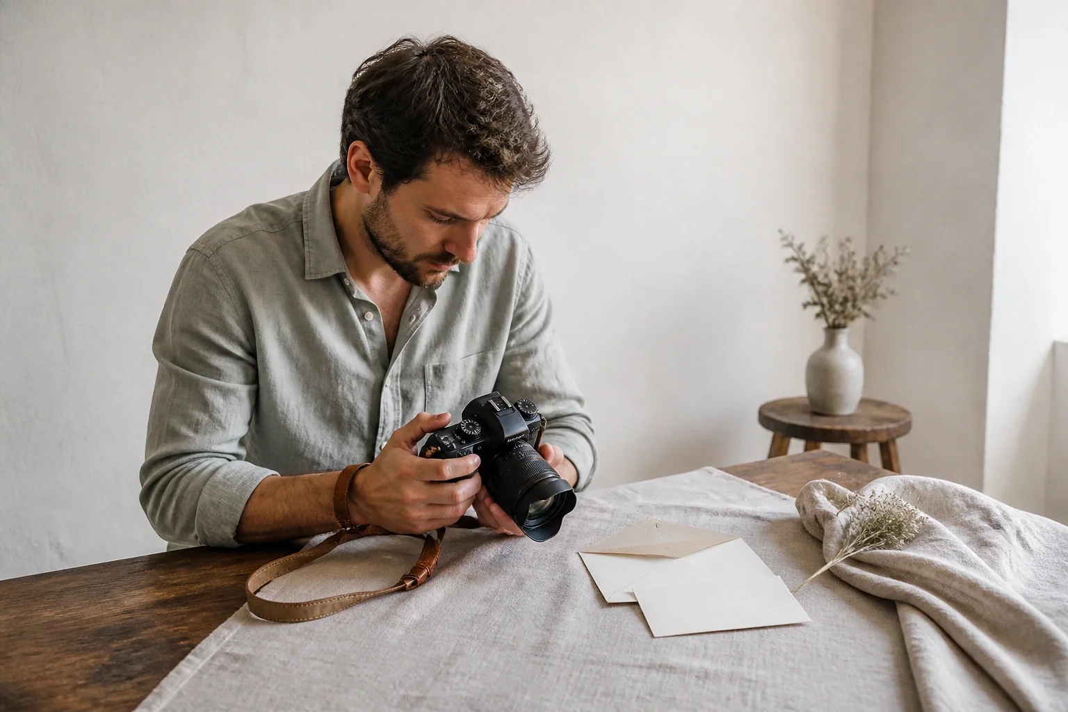 Appareil photo et accessoires de reportage de mariage — illustration générée par IA
