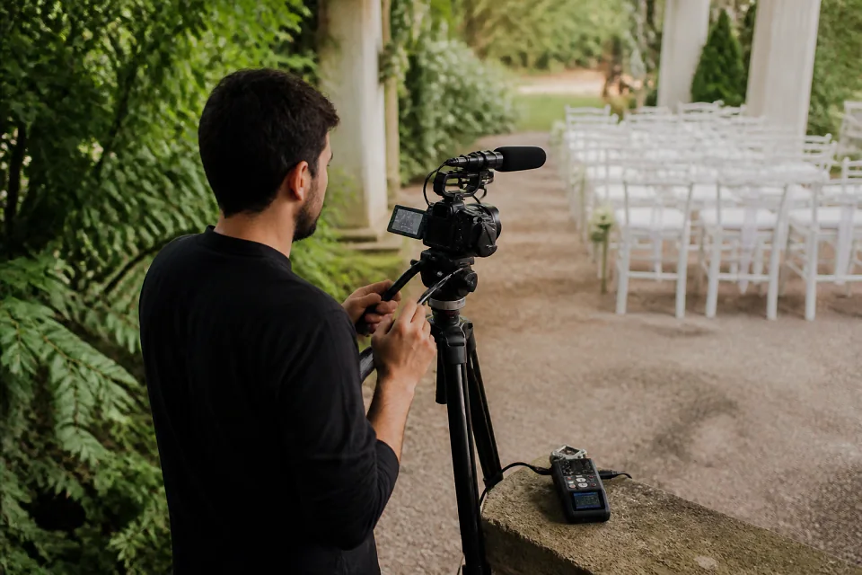 Matériel de tournage pour un film de mariage — illustration générée par IA