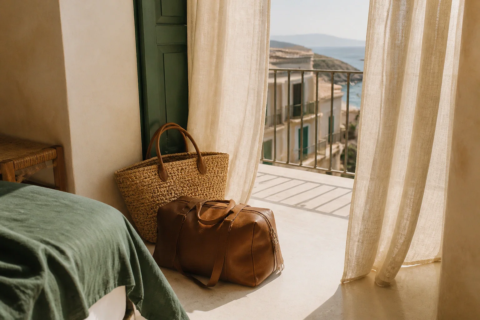 Bagages et hébergement pour un voyage de noces — illustration générée par IA
