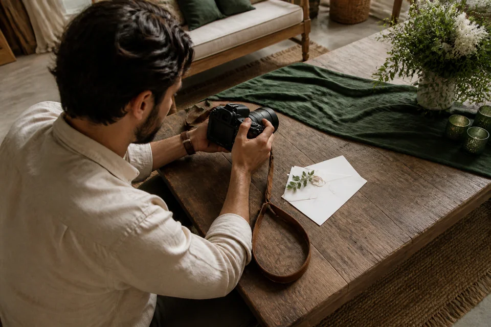 Appareil photo et accessoires de reportage de mariage — illustration générée par IA