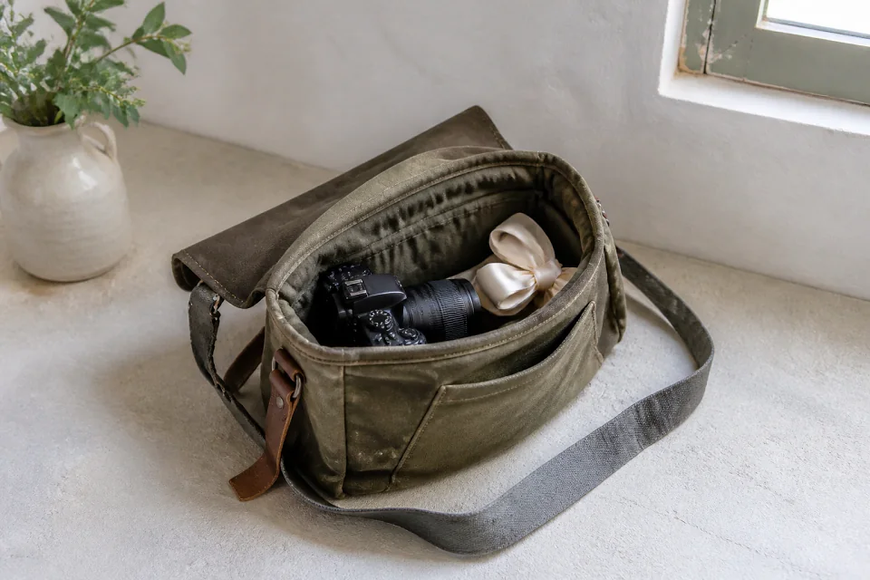 Appareil photo et accessoires de reportage de mariage — illustration générée par IA