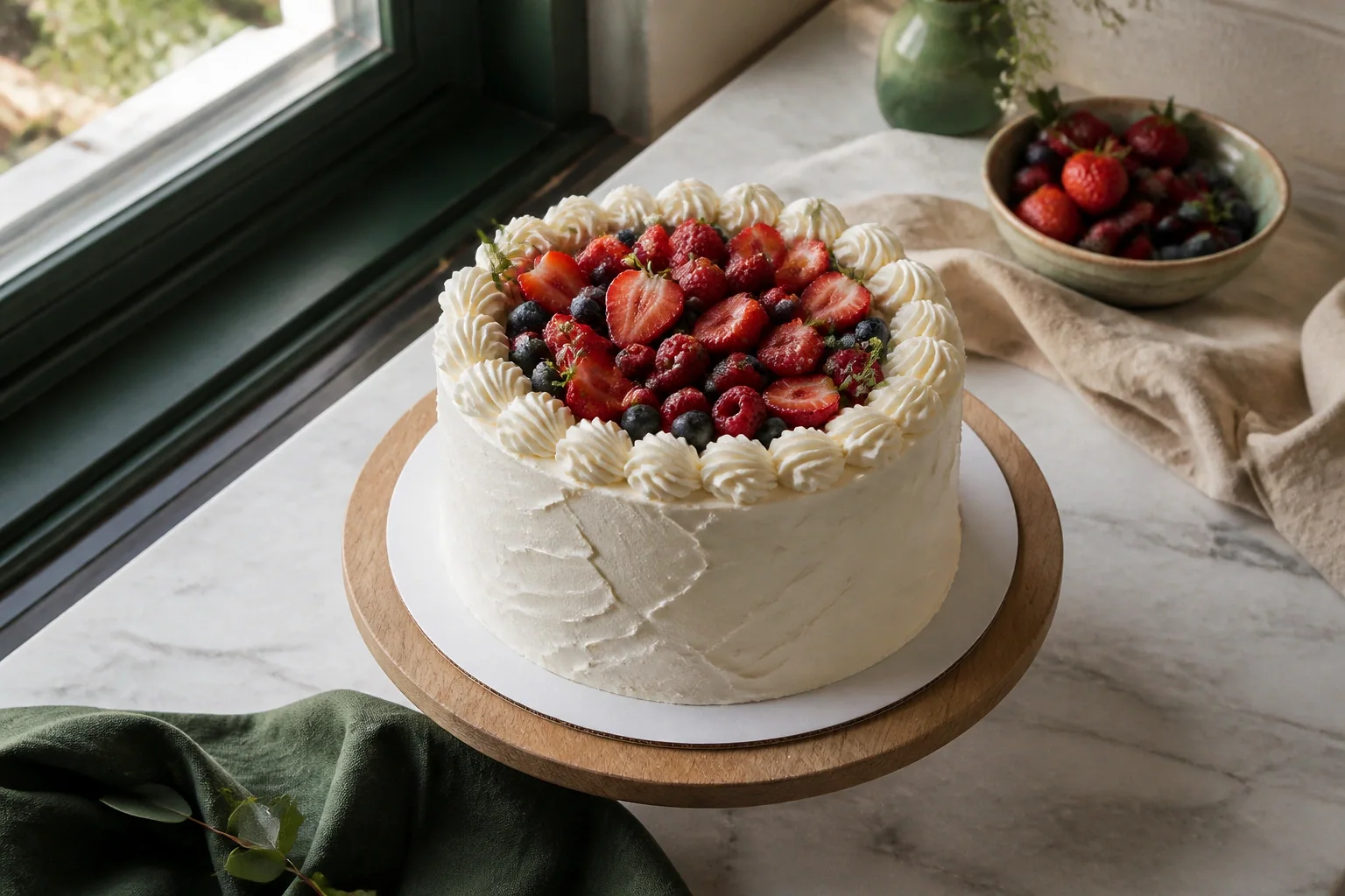 Gâteau de mariage préparé dans un atelier — illustration générée par IA
