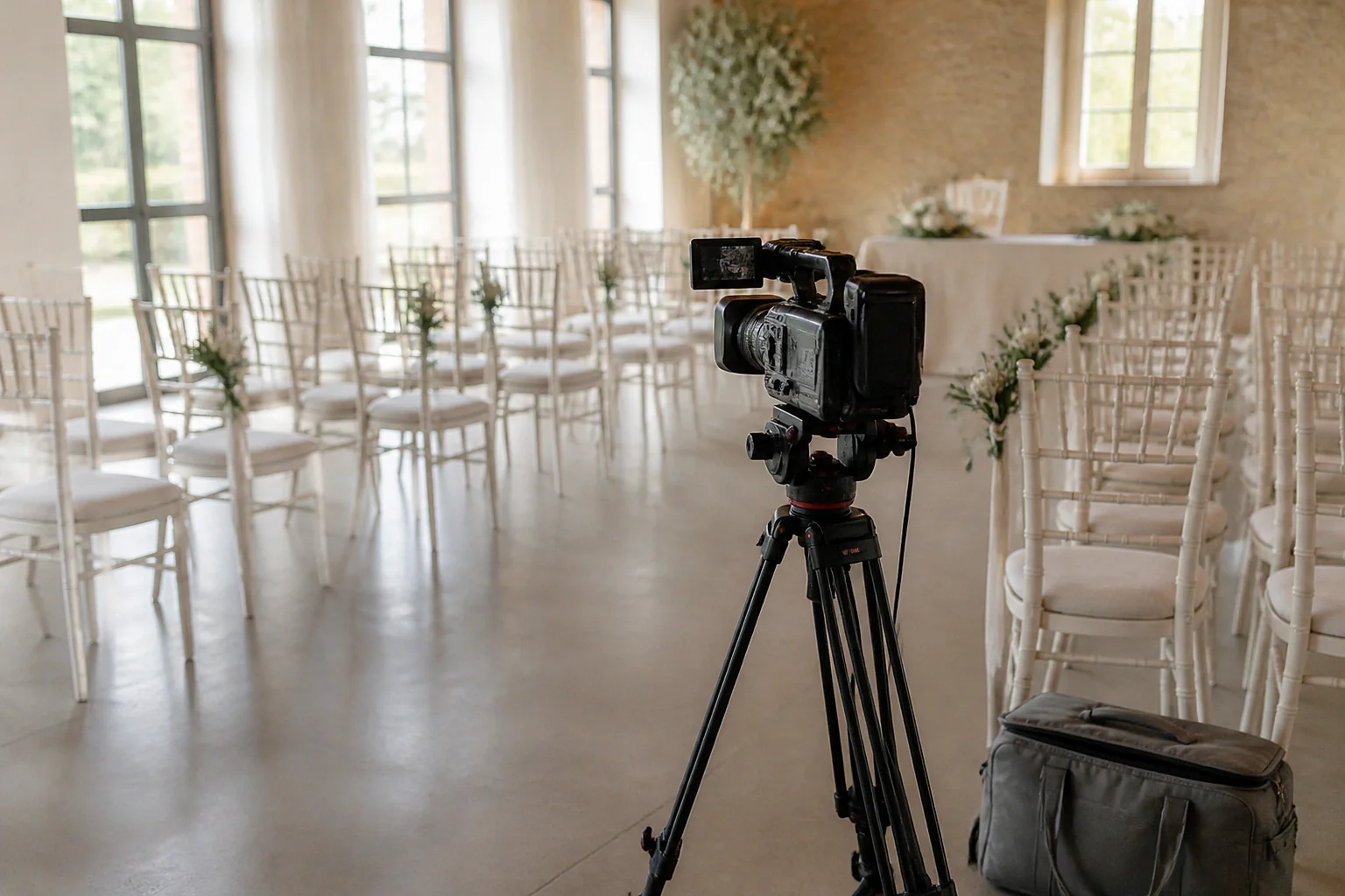 Matériel de tournage pour un film de mariage — illustration générée par IA