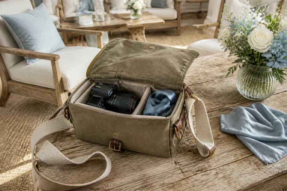 Appareil photo et accessoires de reportage de mariage — illustration générée par IA