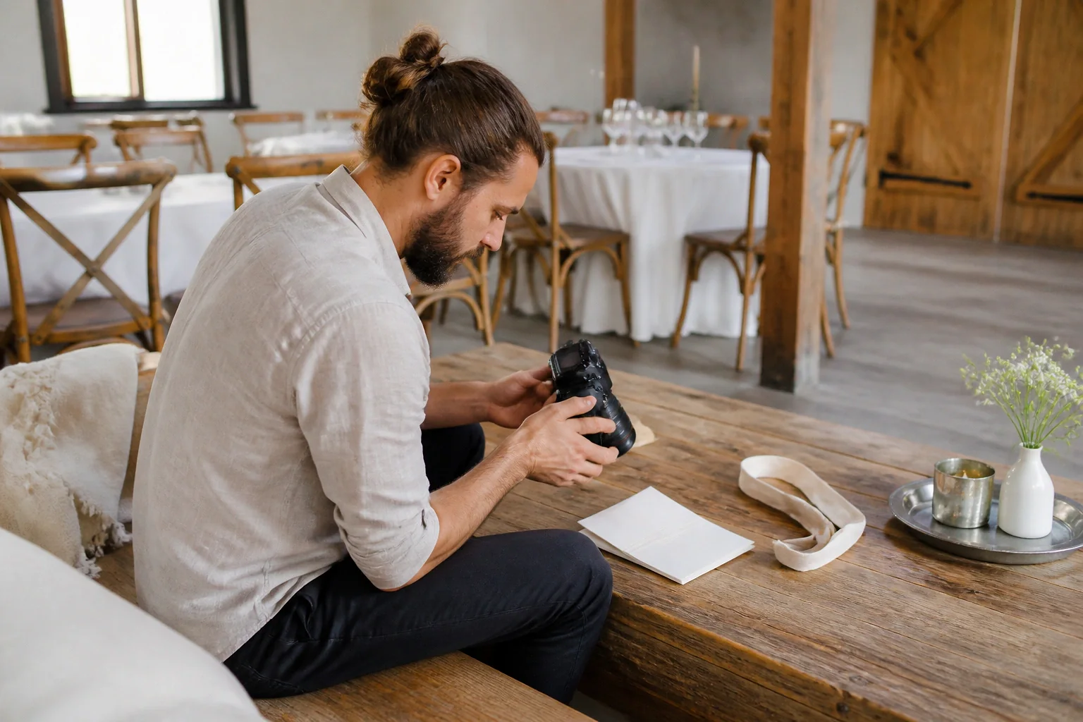 Appareil photo et accessoires de reportage de mariage — illustration générée par IA