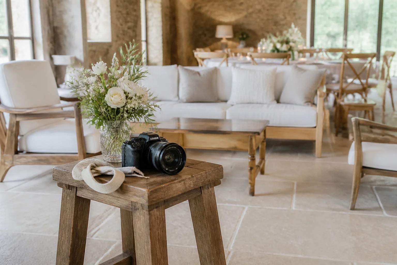 Appareil photo et accessoires de reportage de mariage — illustration générée par IA