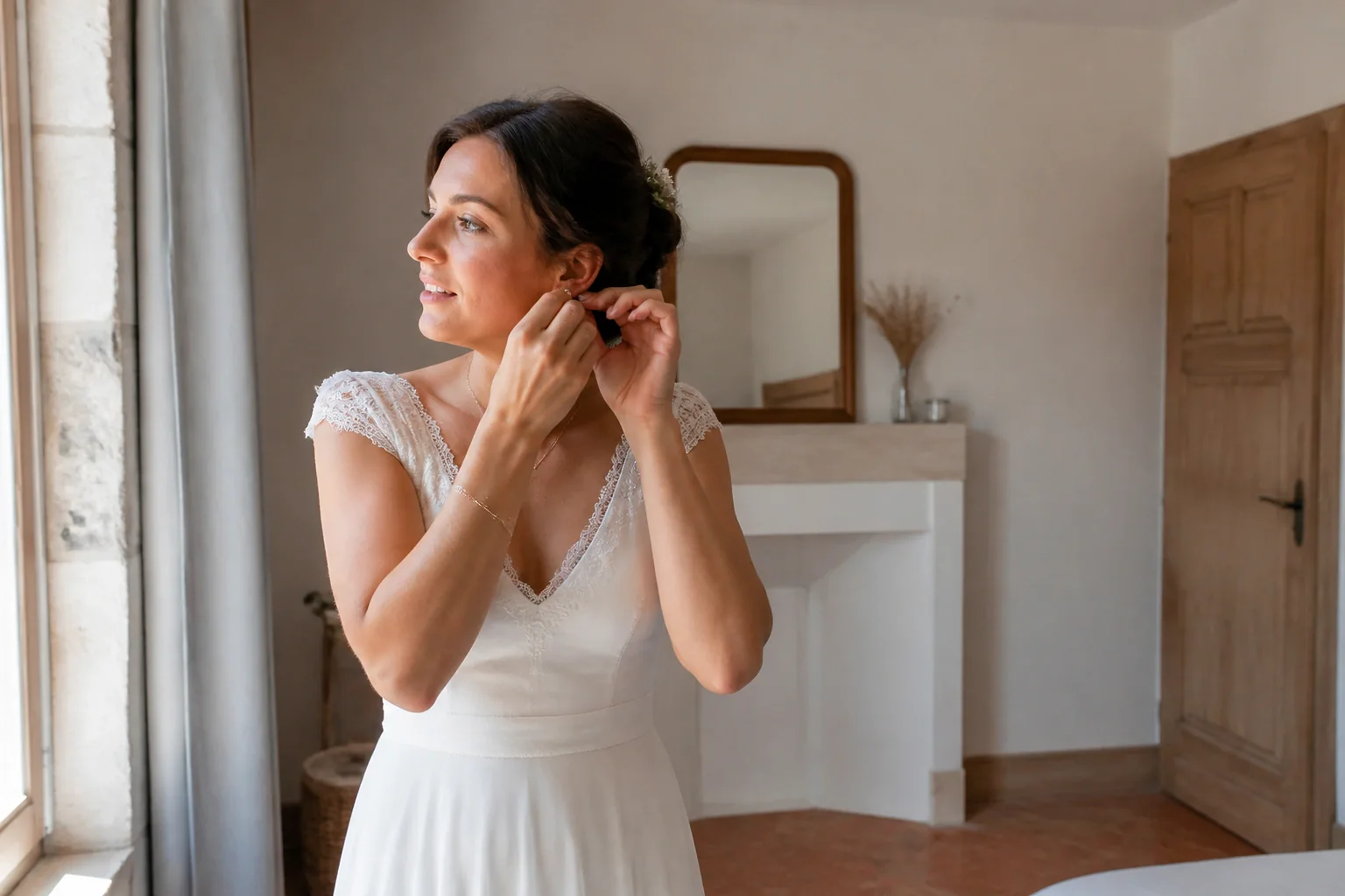 Préparation d’un maquillage de mariage — illustration générée par IA