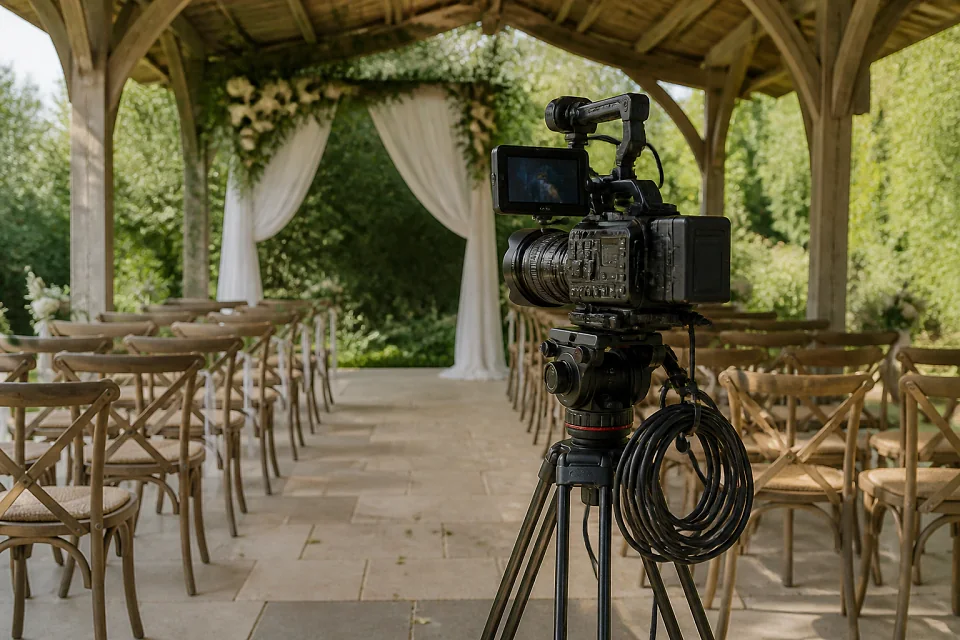 Matériel de tournage pour un film de mariage — illustration générée par IA
