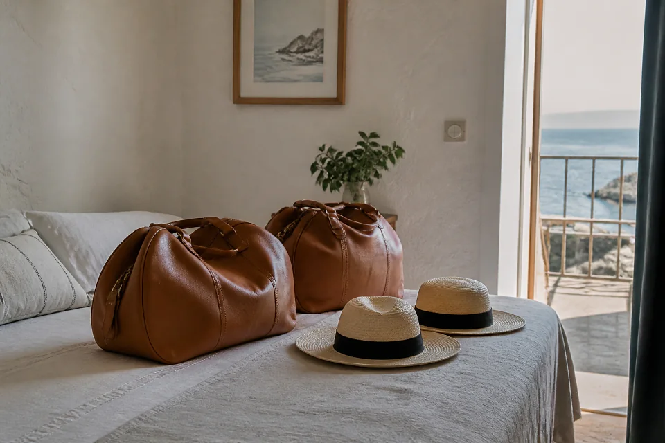 Bagages et hébergement pour un voyage de noces — illustration générée par IA