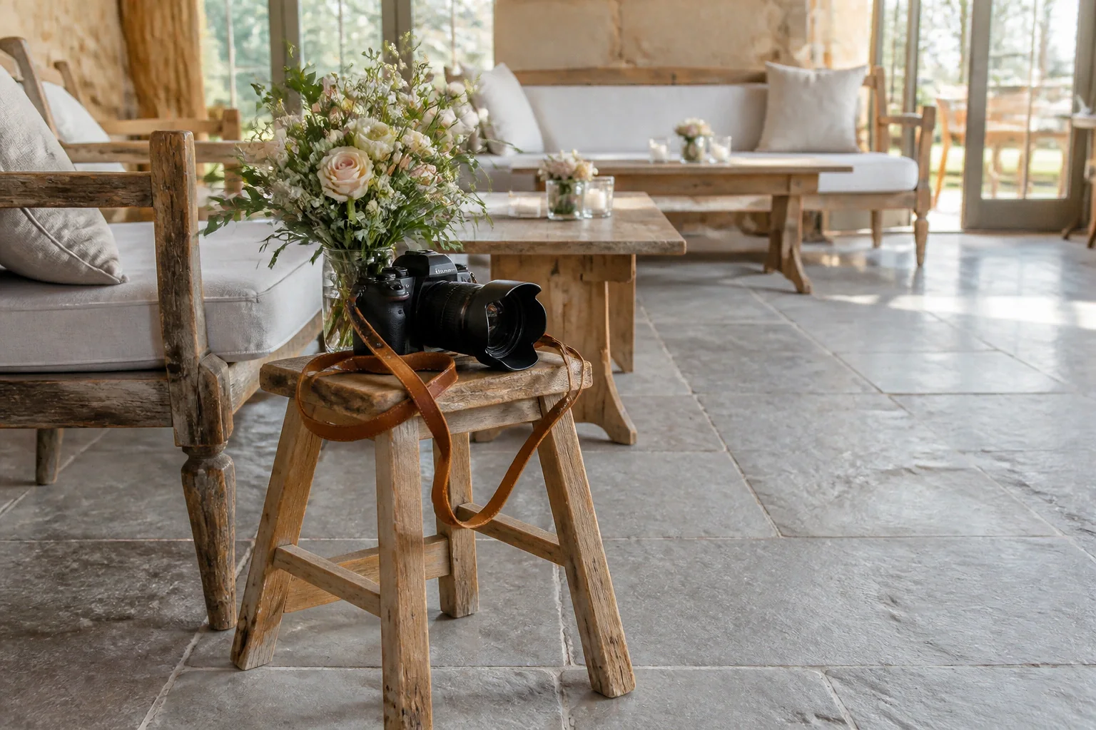 Appareil photo et accessoires de reportage de mariage — illustration générée par IA