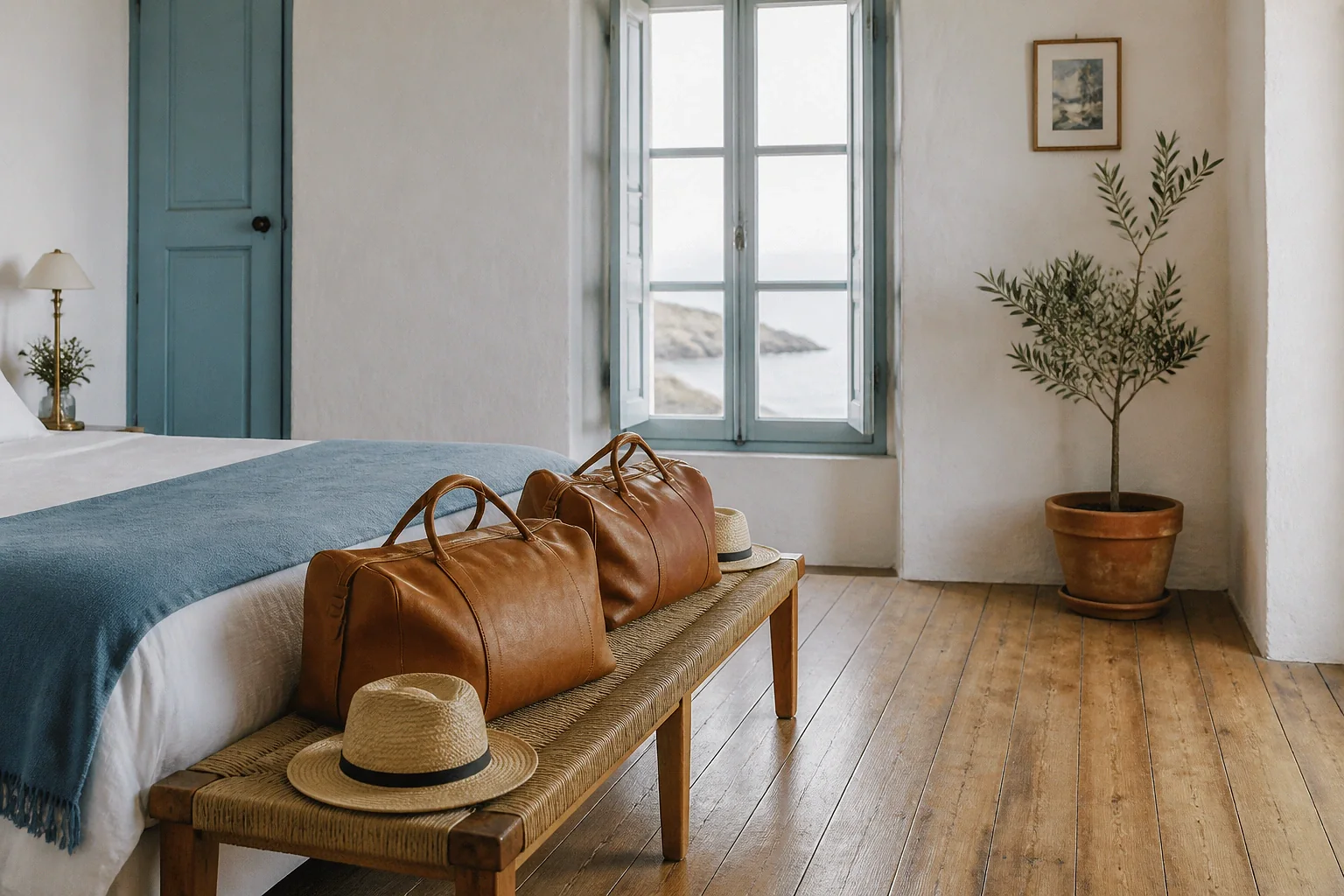 Bagages et hébergement pour un voyage de noces — illustration générée par IA