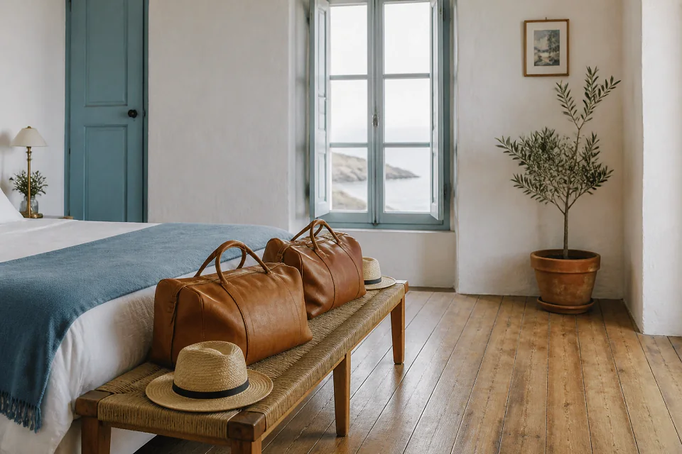 Bagages et hébergement pour un voyage de noces — illustration générée par IA