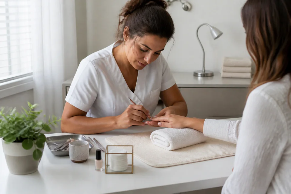Préparation de soins esthétiques avant un mariage — illustration générée par IA
