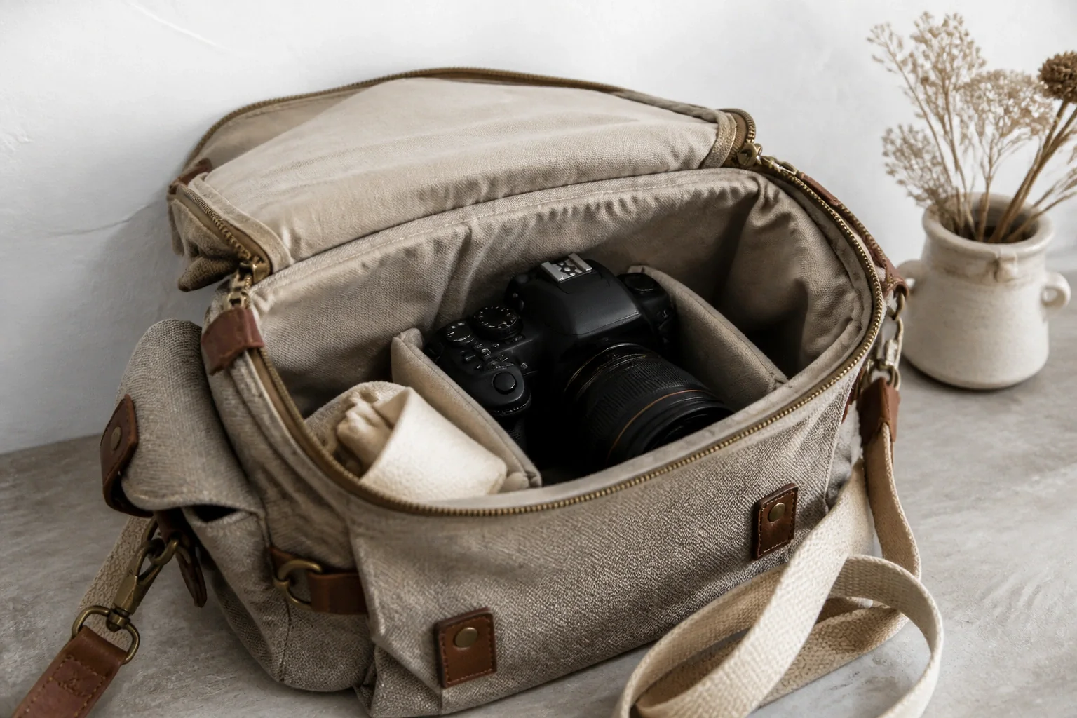 Appareil photo et accessoires de reportage de mariage — illustration générée par IA