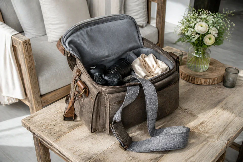 Appareil photo et accessoires de reportage de mariage — illustration générée par IA
