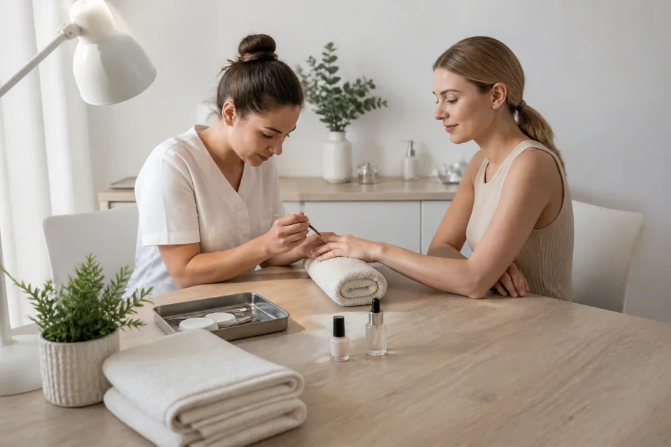 Préparation de soins esthétiques avant un mariage — illustration générée par IA