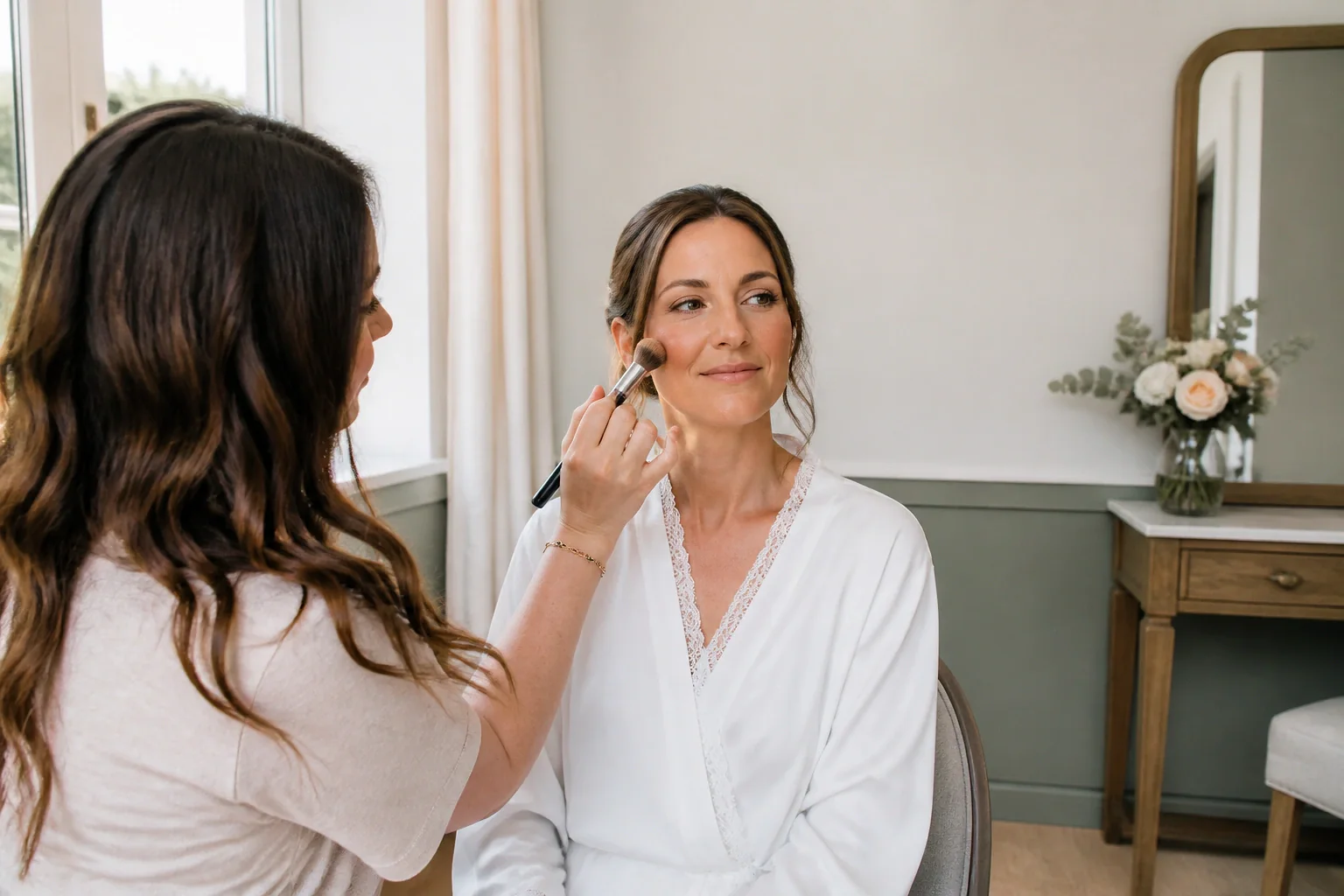 Préparation d’un maquillage de mariage — illustration générée par IA