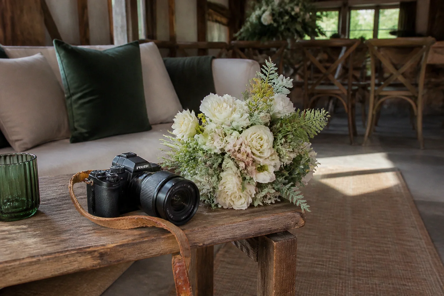 Appareil photo et accessoires de reportage de mariage — illustration générée par IA