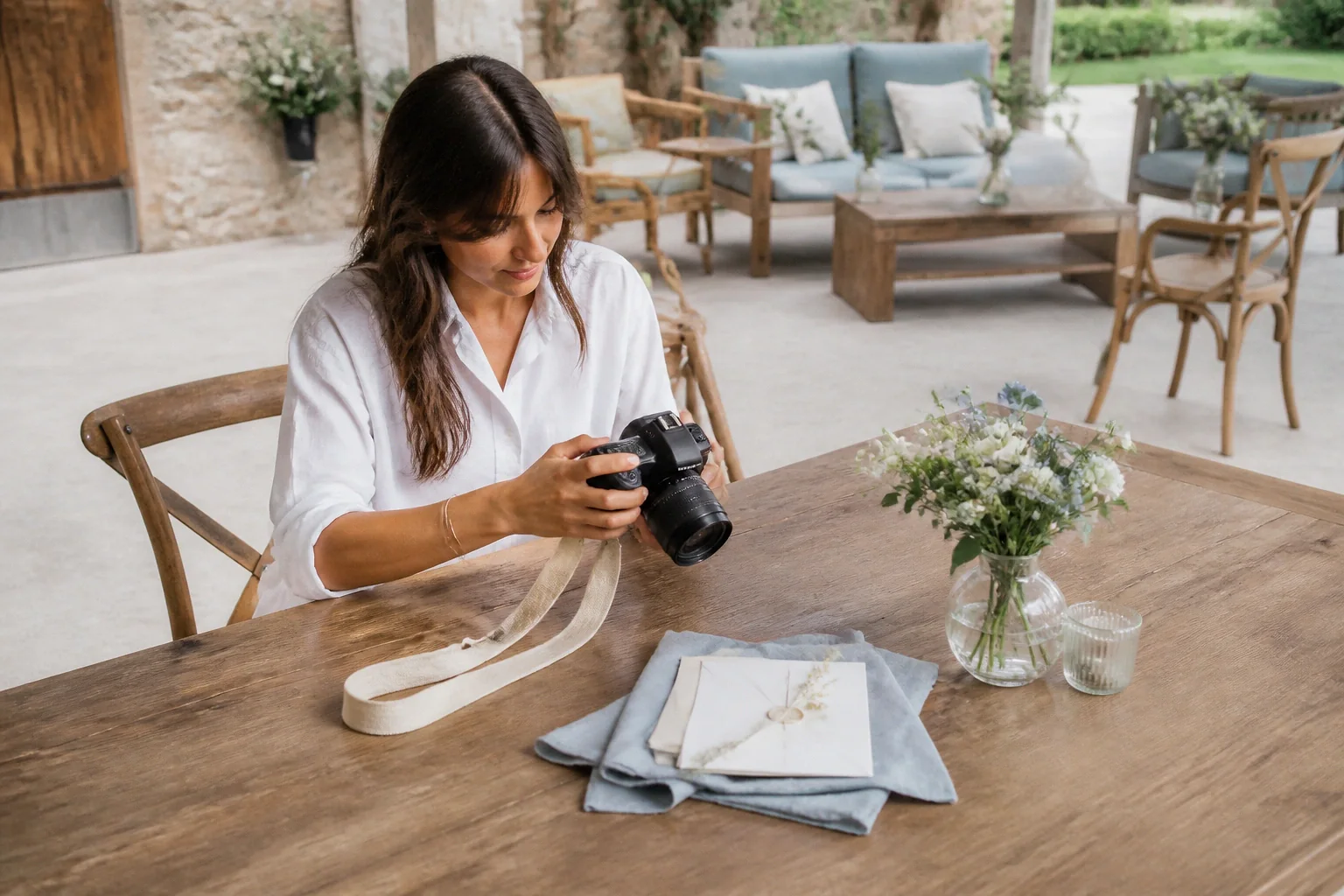 Appareil photo et accessoires de reportage de mariage — illustration générée par IA
