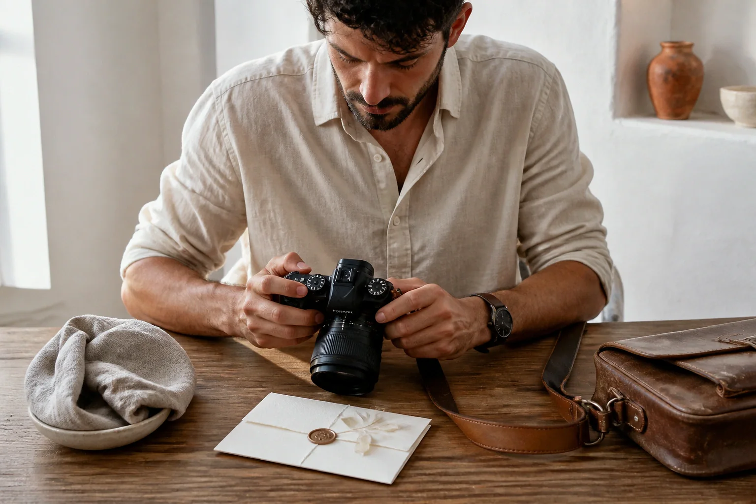 Appareil photo et accessoires de reportage de mariage — illustration générée par IA