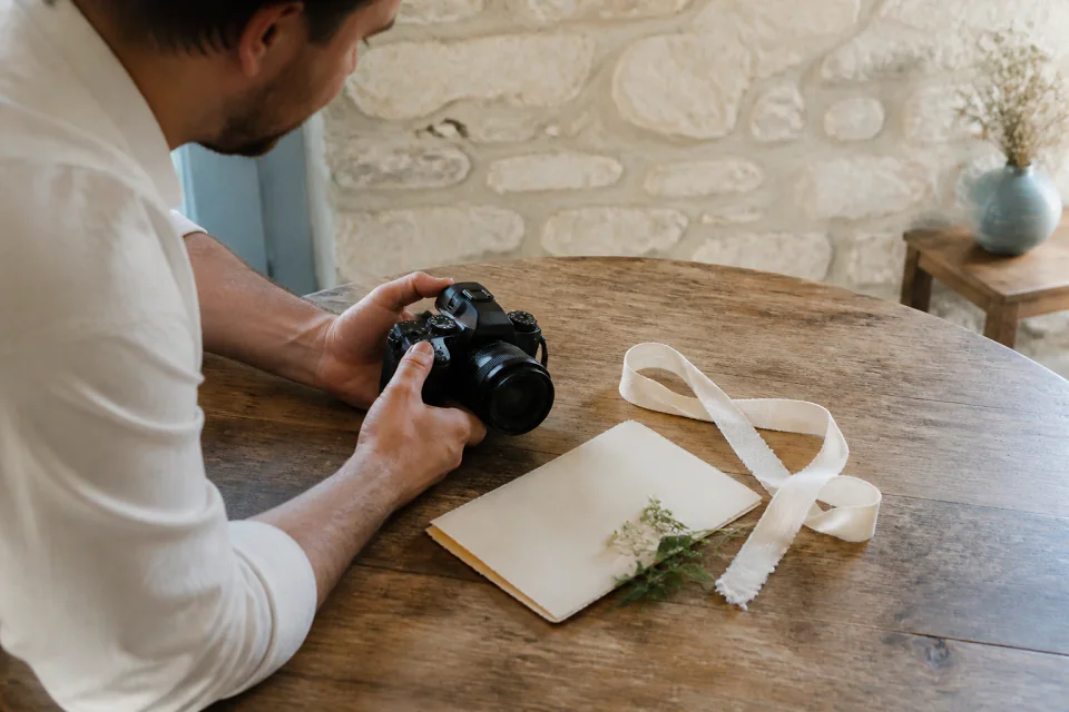Appareil photo et accessoires de reportage de mariage — illustration générée par IA