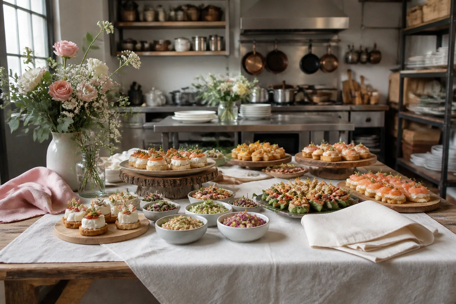 Préparations salées pour un cocktail de mariage — illustration générée par IA