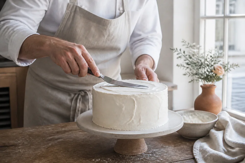 Gâteau de mariage préparé dans un atelier — illustration générée par IA