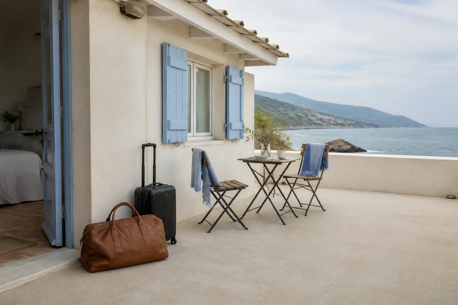 Bagages et hébergement pour un voyage de noces — illustration générée par IA