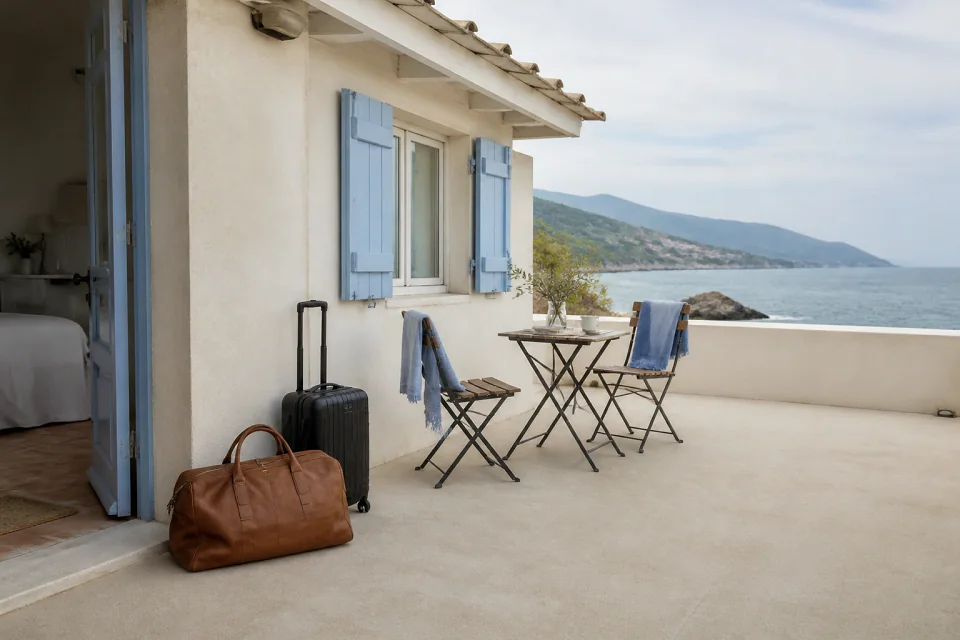 Bagages et hébergement pour un voyage de noces — illustration générée par IA
