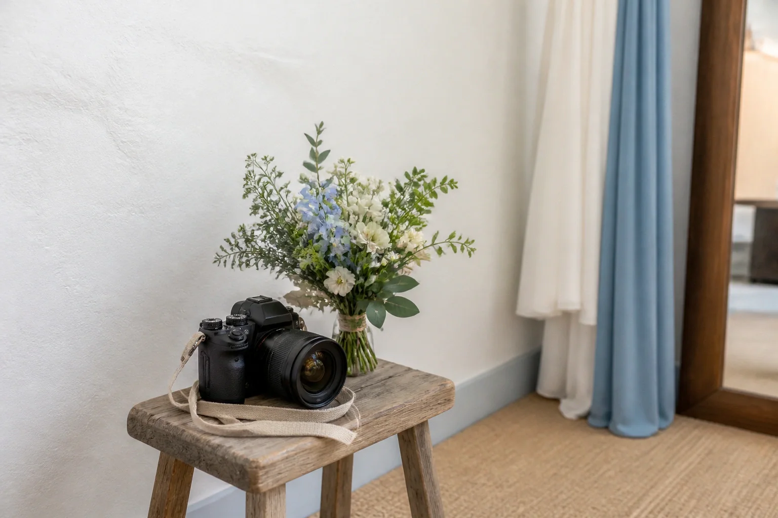Appareil photo et accessoires de reportage de mariage — illustration générée par IA