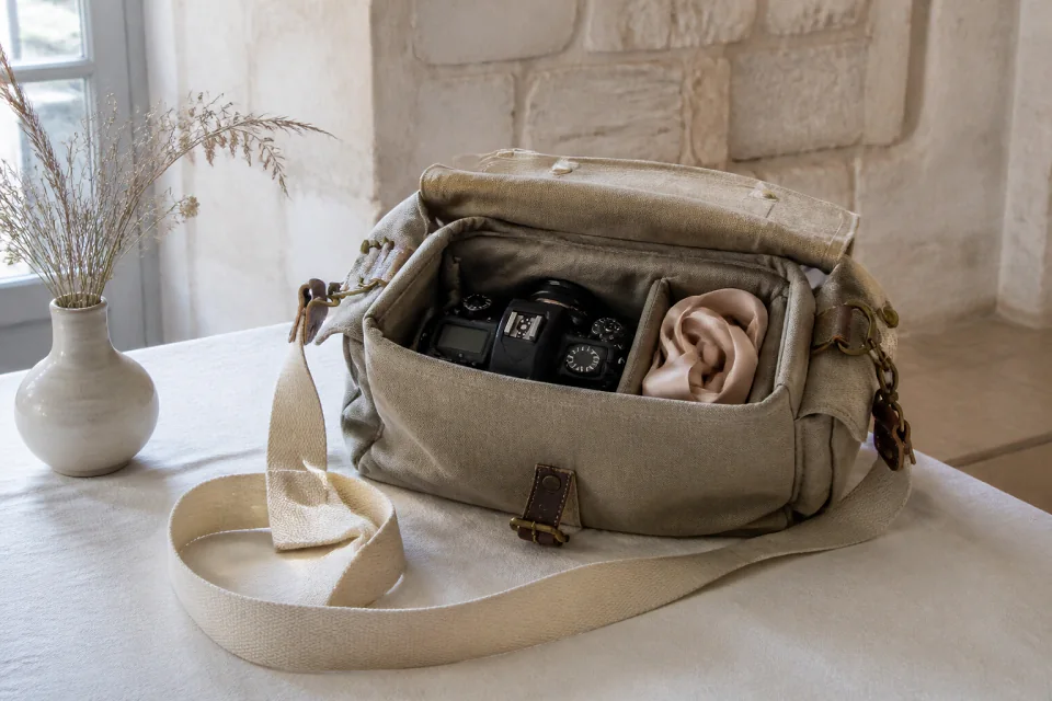 Appareil photo et accessoires de reportage de mariage — illustration générée par IA