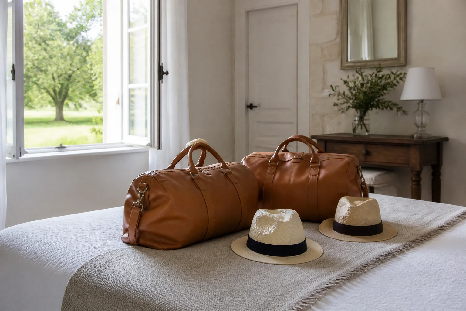 Bagages et hébergement pour un voyage de noces — illustration générée par IA