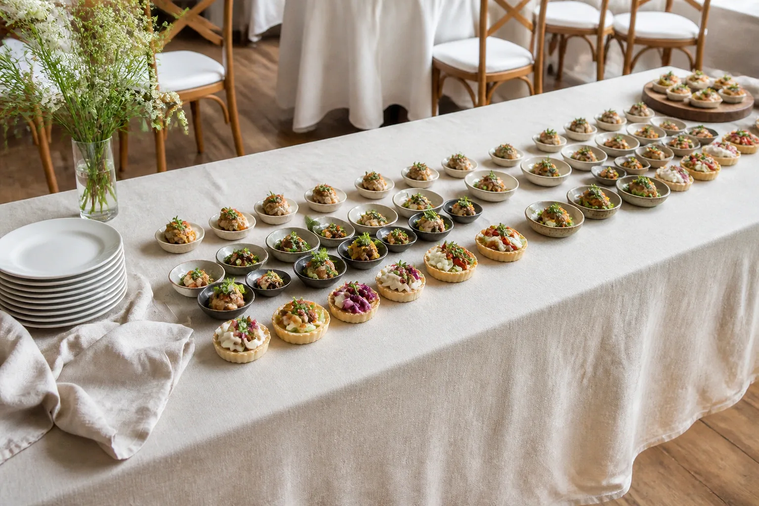 Préparations salées pour un cocktail de mariage — illustration générée par IA