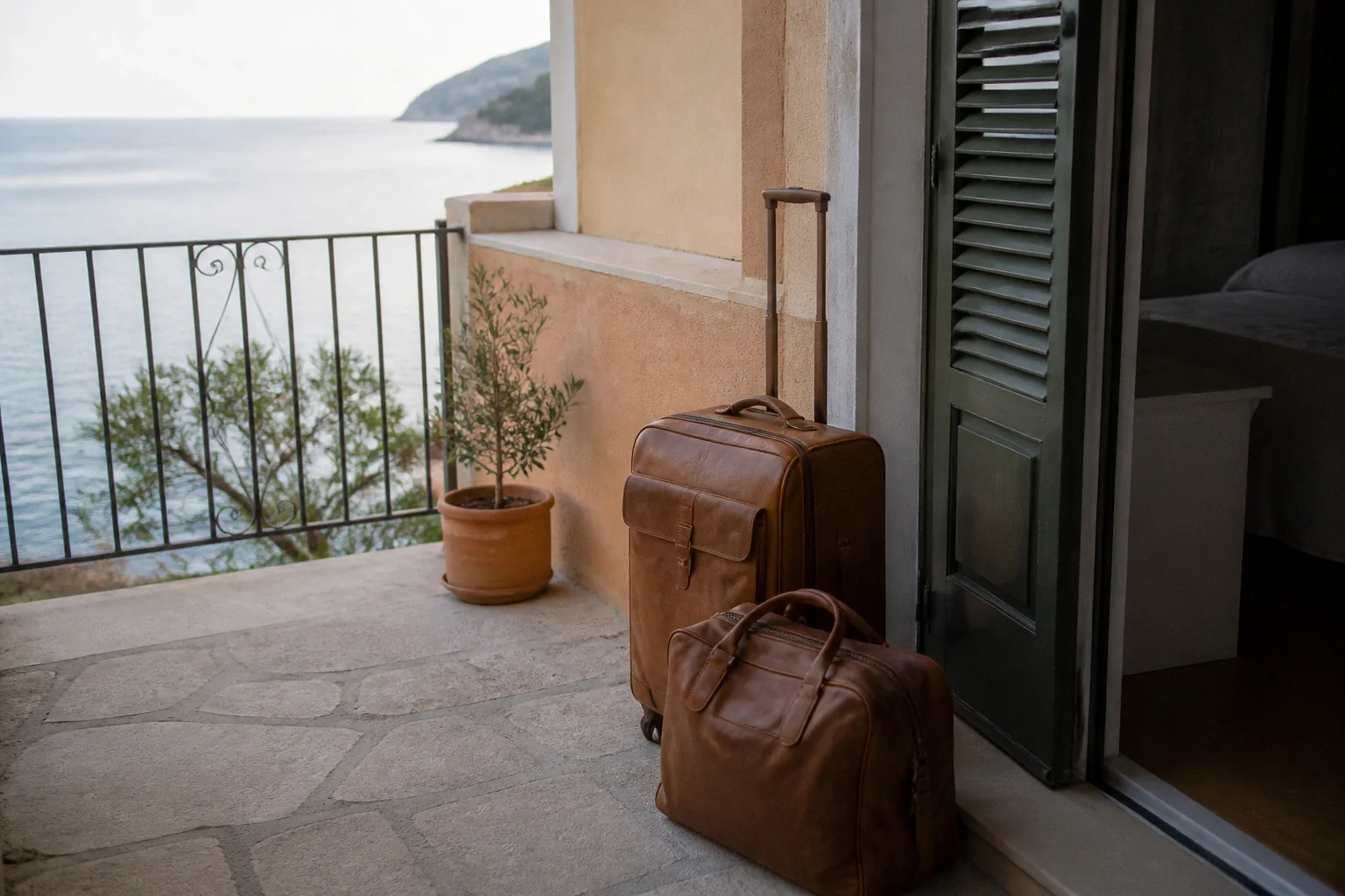 Bagages et hébergement pour un voyage de noces — illustration générée par IA