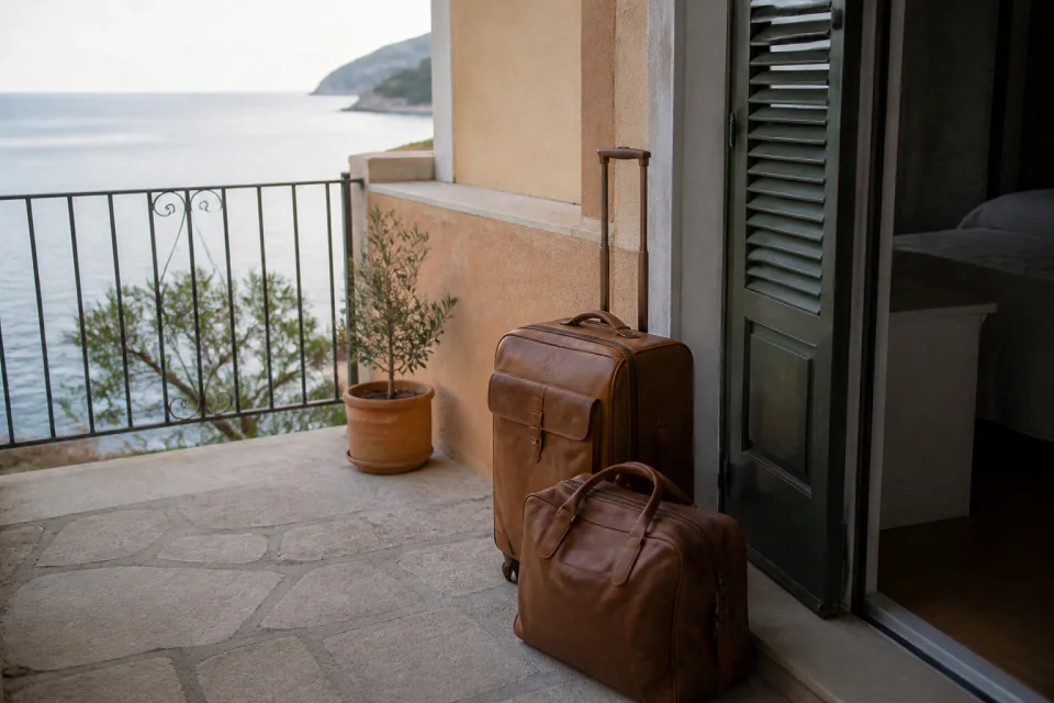 Bagages et hébergement pour un voyage de noces — illustration générée par IA