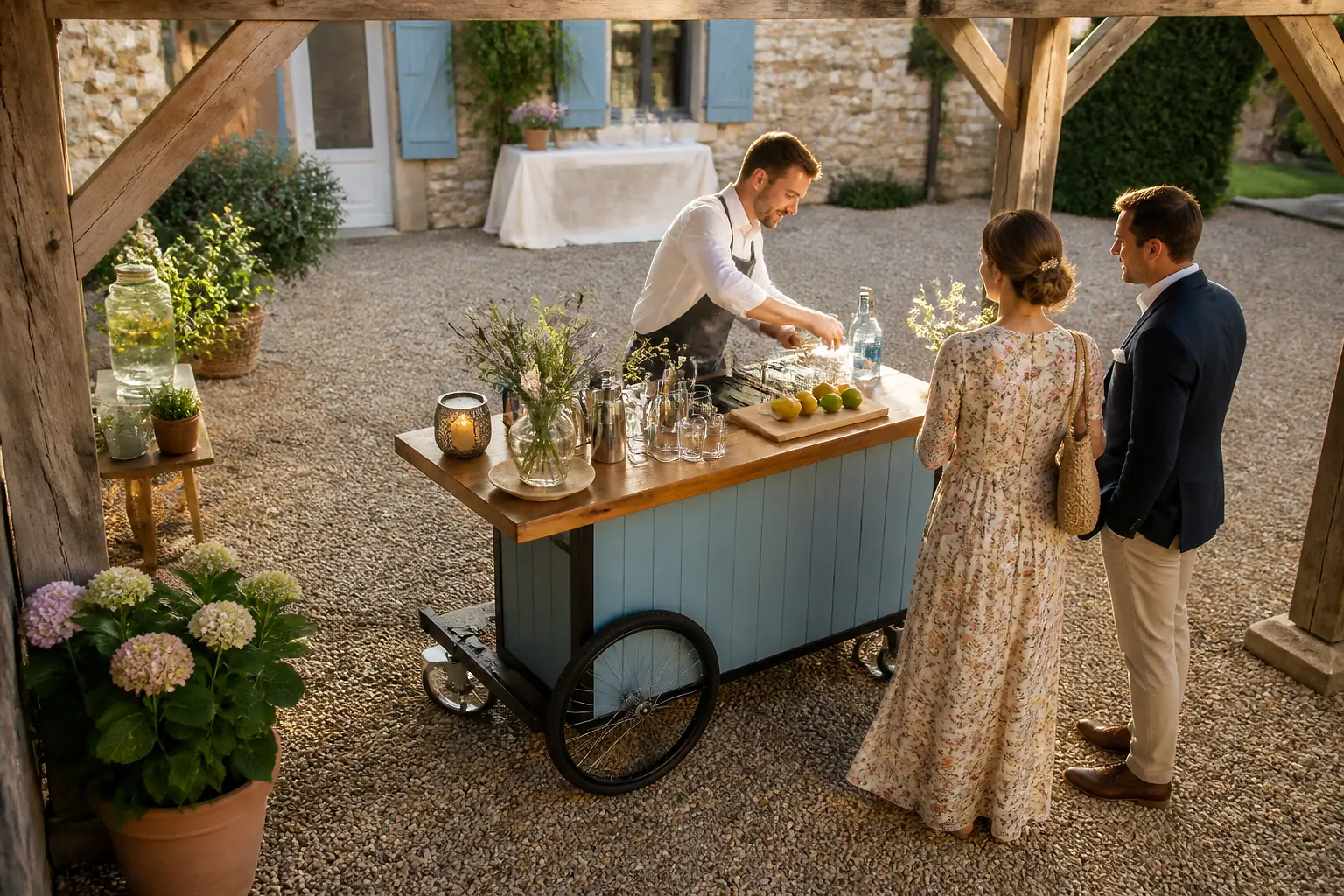 Service mobile de restauration pour une réception — illustration générée par IA