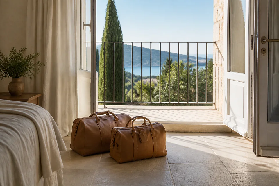 Bagages et hébergement pour un voyage de noces — illustration générée par IA